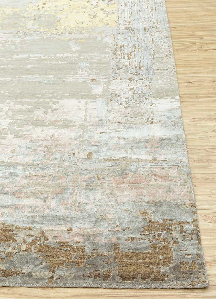 tattvam ivory wool and bamboo silk Hand Knotted Rug - Corner