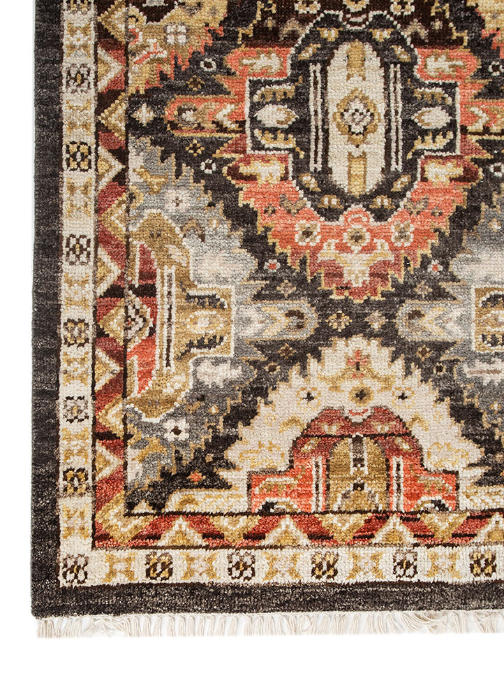 gulnar blue wool Hand Knotted Rug - Corner