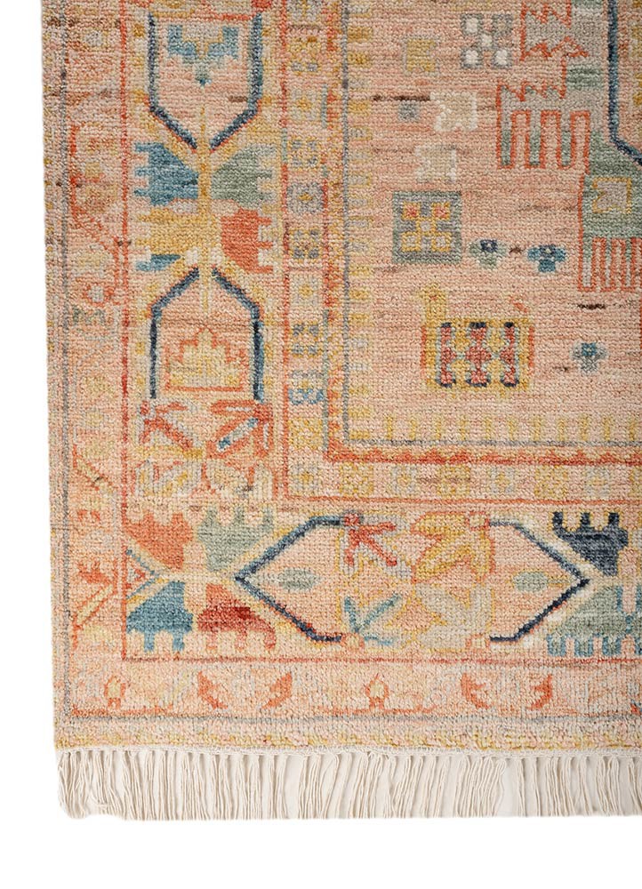 savana red and orange wool Hand Knotted Rug - Corner savana red and orange wool Hand Knotted Rug - Corner