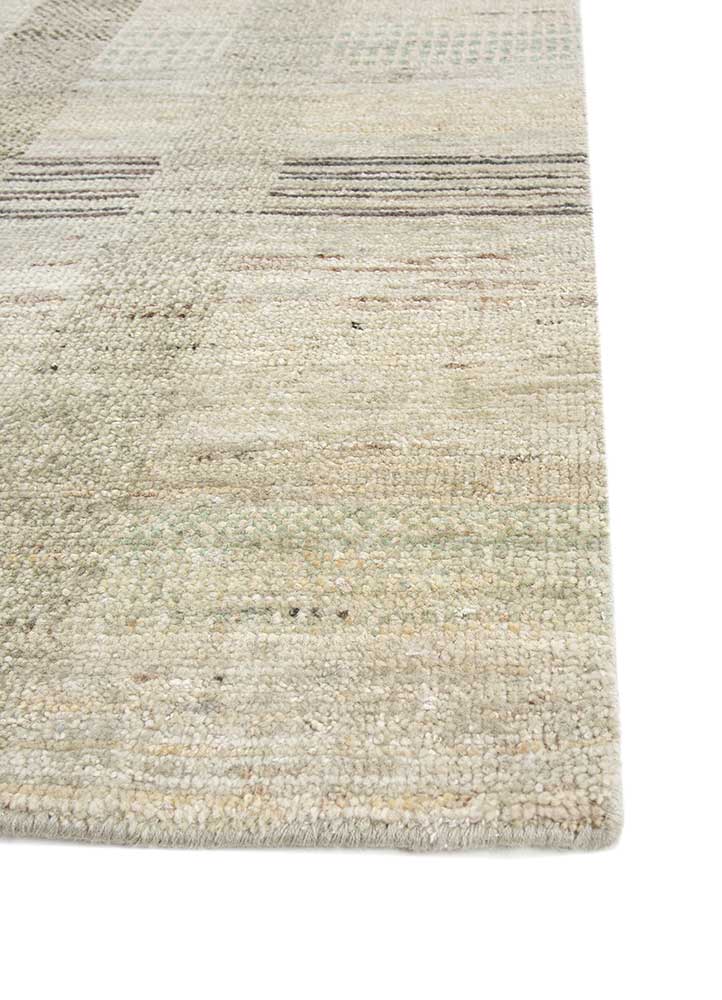 blythe green afghan wool Hand Knotted Rug - Corner