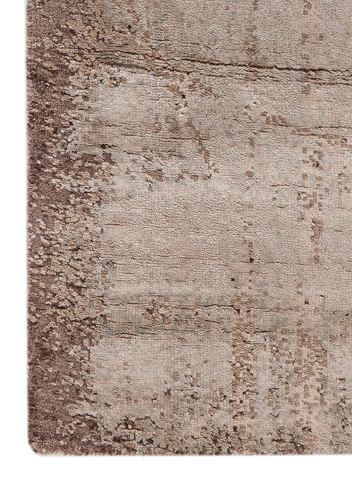 aprezo beige and brown wool and bamboo silk Hand Knotted Rug - Corner