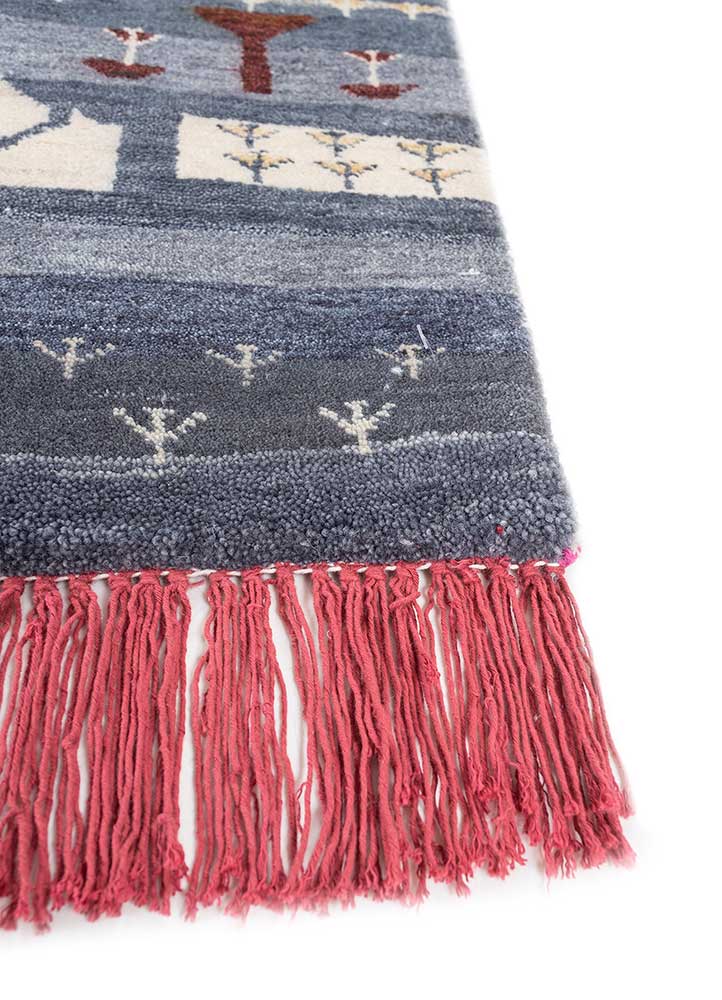 freedom manchaha blue wool and silk Hand Knotted Rug - Corner