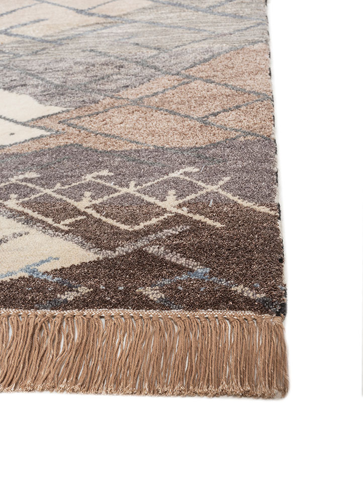 freedom manchaha grey and black wool and silk Hand Knotted Rug - Corner