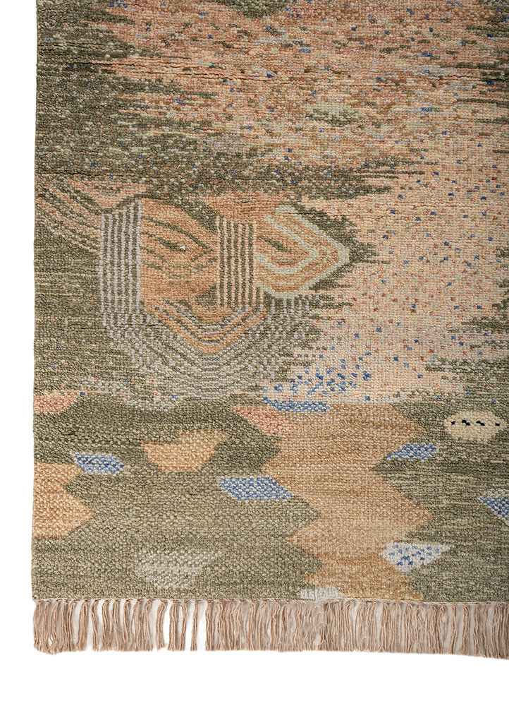manchaha beige and brown wool Hand Knotted Rug - Corner manchaha beige and brown wool Hand Knotted Rug - Corner
