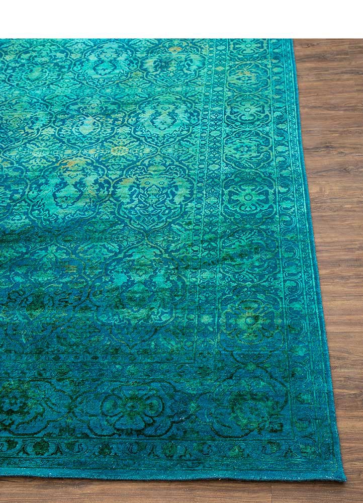 lacuna blue wool and silk Hand Knotted Rug - Corner lacuna blue wool and silk Hand Knotted Rug - Corner
