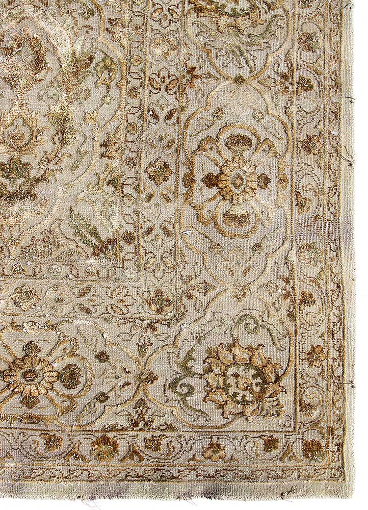 lacuna beige and brown wool and silk Hand Knotted Rug - Corner lacuna beige and brown wool and silk Hand Knotted Rug - Corner