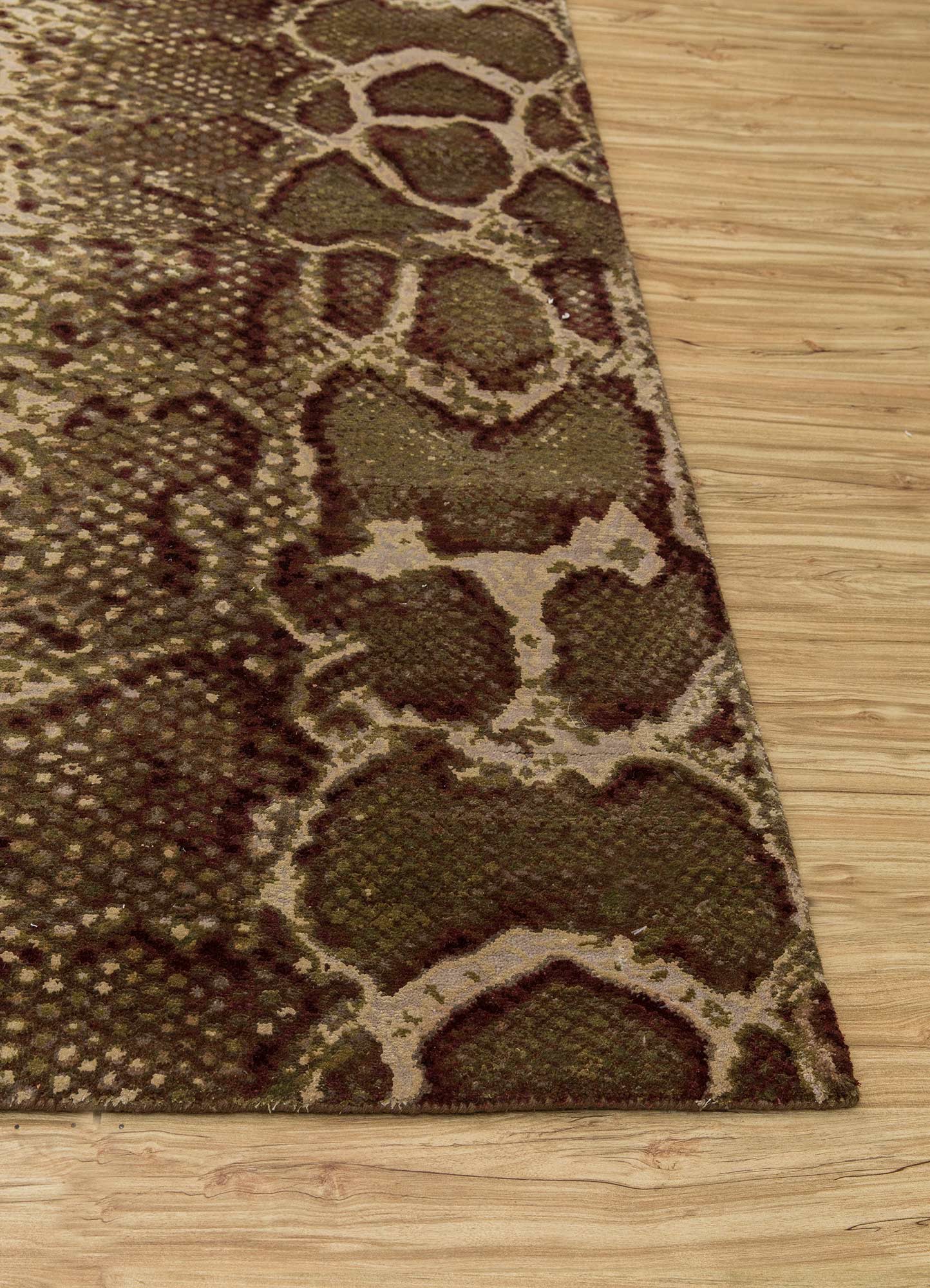 pansy beige and brown wool and silk Hand Knotted Rug - Corner pansy beige and brown wool and silk Hand Knotted Rug - Corner