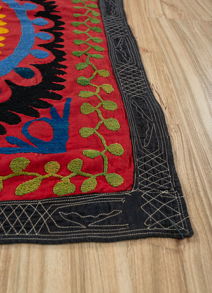 jean red and orange cotton Hand Loom Rug - Corner jean red and orange cotton Hand Loom Rug - Corner