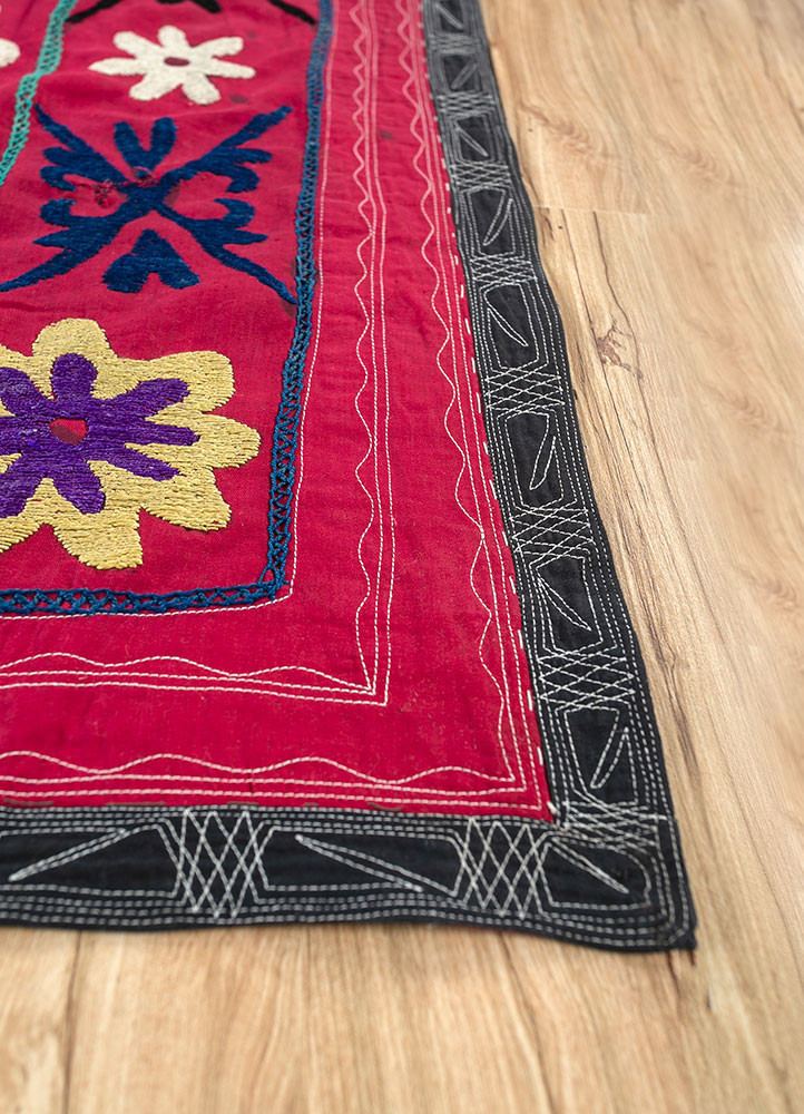 jean red and orange cotton Hand Loom Rug - Corner jean red and orange cotton Hand Loom Rug - Corner