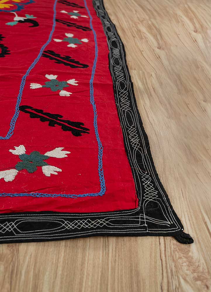 jean red and orange cotton Hand Loom Rug - Corner