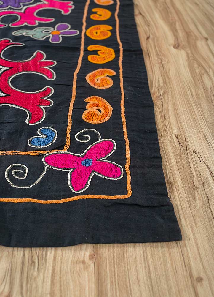 jean grey and black cotton Hand Loom Rug - Corner