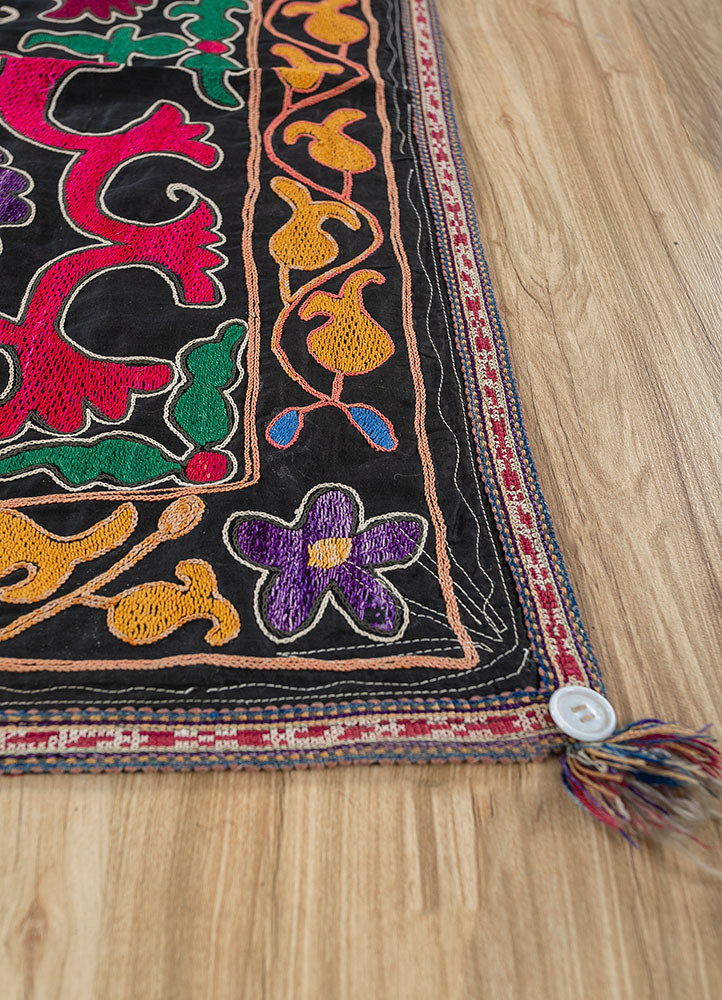 jean grey and black cotton Hand Loom Rug - Corner jean grey and black cotton Hand Loom Rug - Corner