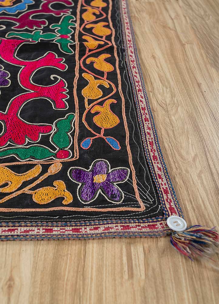 jean grey and black cotton Hand Loom Rug - Corner