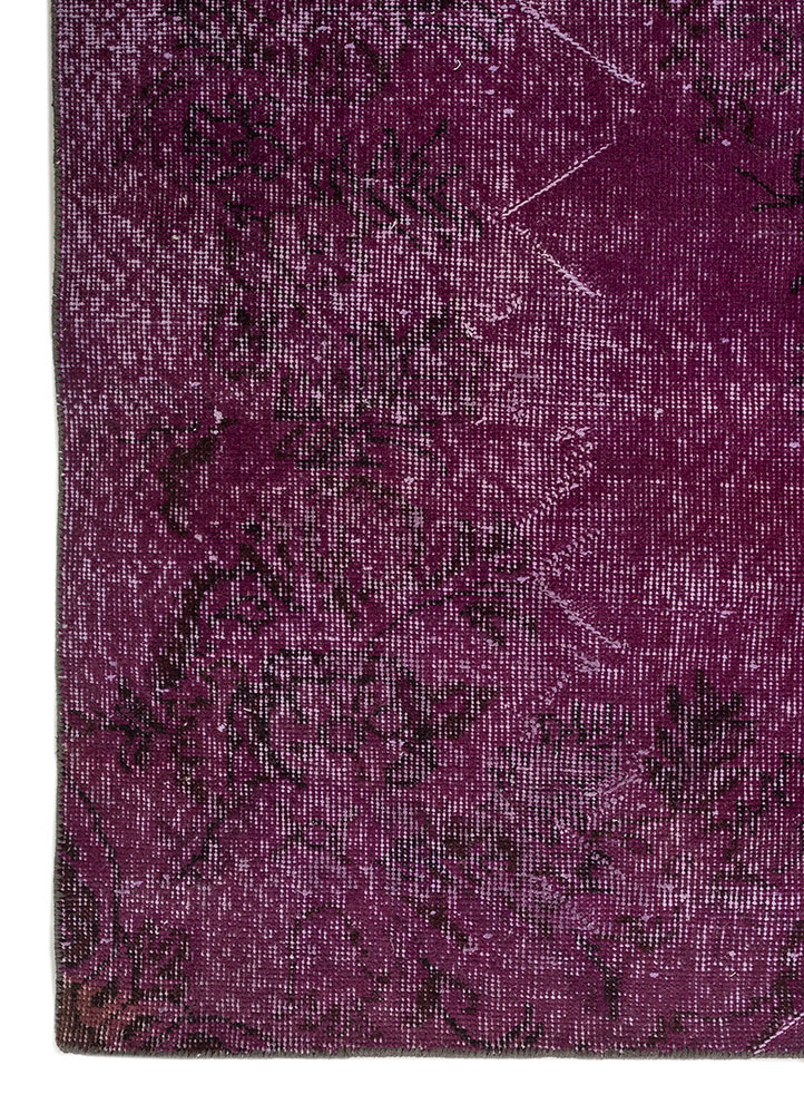 vintage pink and purple wool Hand Knotted Rug - Corner