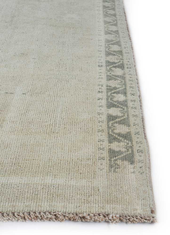 vintage beige and brown wool Hand Knotted Rug - Corner