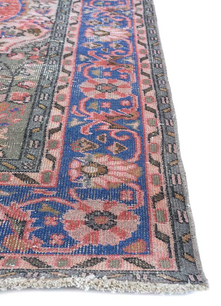 vintage multi wool Hand Knotted Rug - Corner