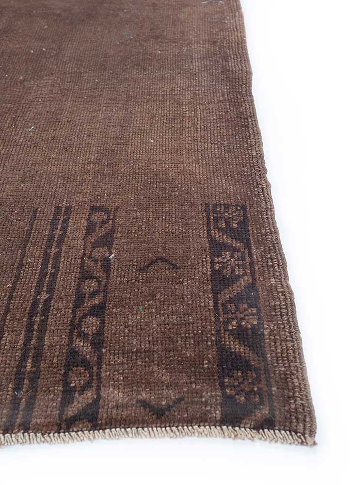 manifest beige and brown wool Hand Knotted Rug - Corner