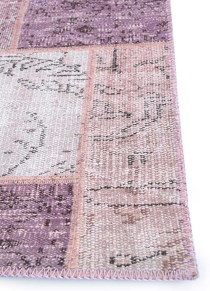 provenance pink and purple wool Hand Knotted Rug - Corner