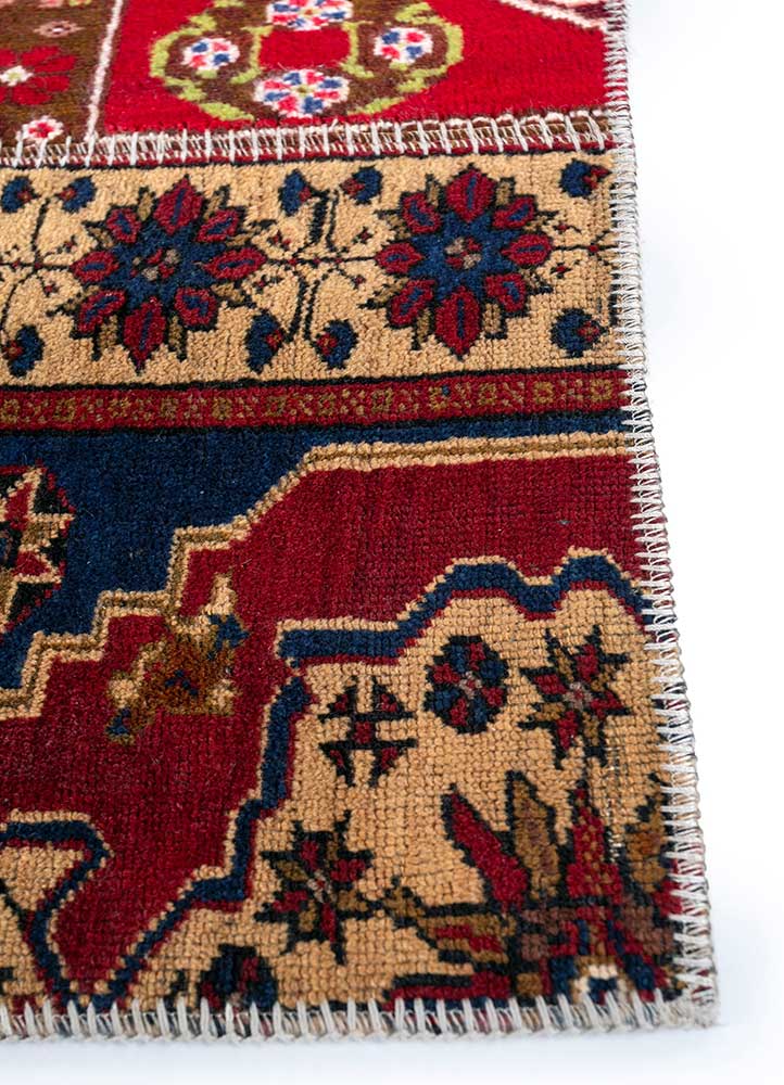 provenance red and orange wool Hand Knotted Rug - Corner