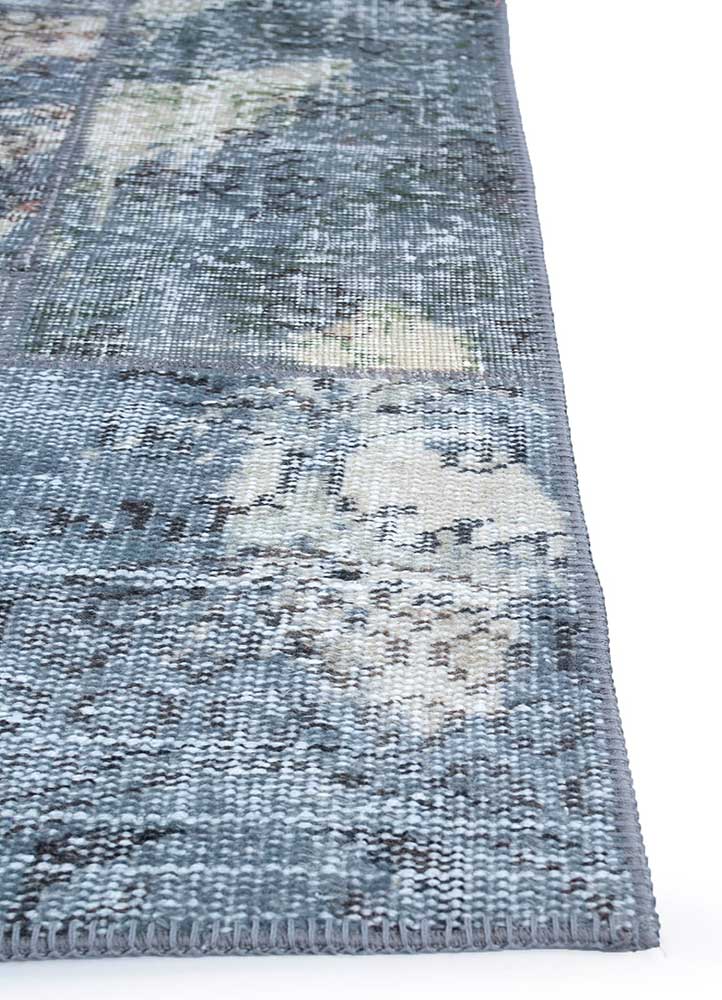 provenance grey and black wool Hand Knotted Rug - Corner