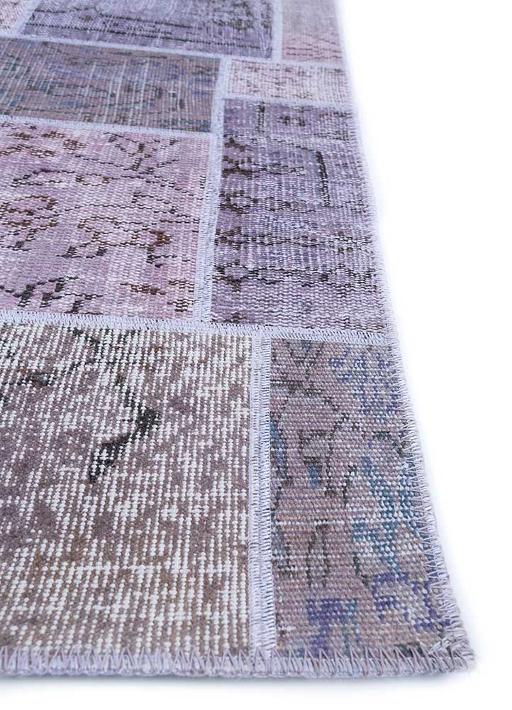 provenance pink and purple wool Hand Knotted Rug - Corner