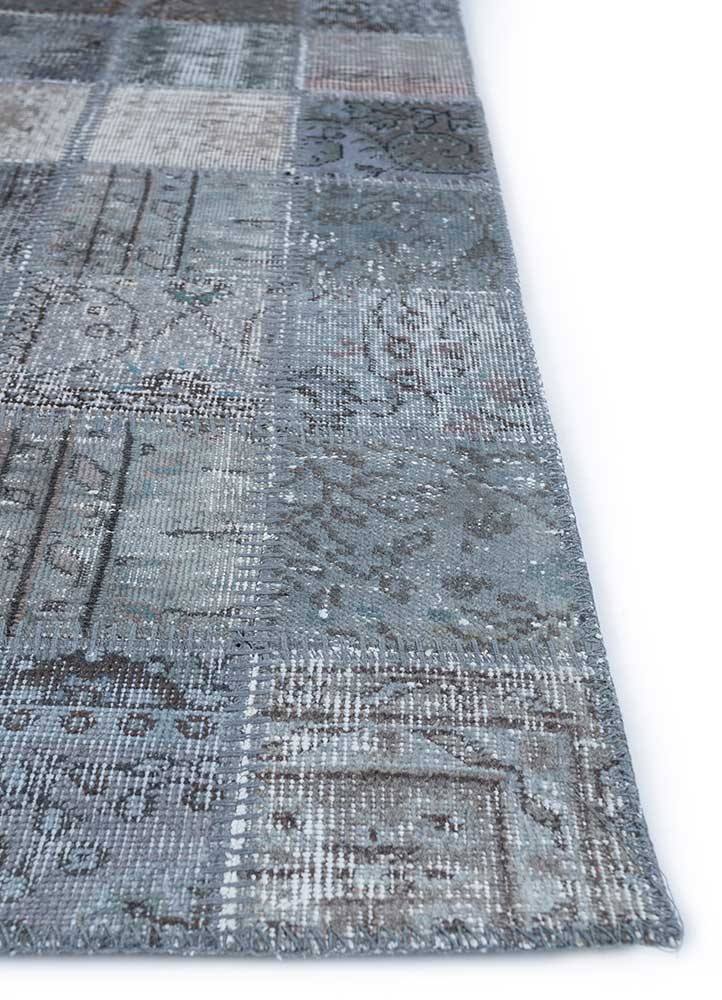 provenance grey and black wool Hand Knotted Rug - Corner