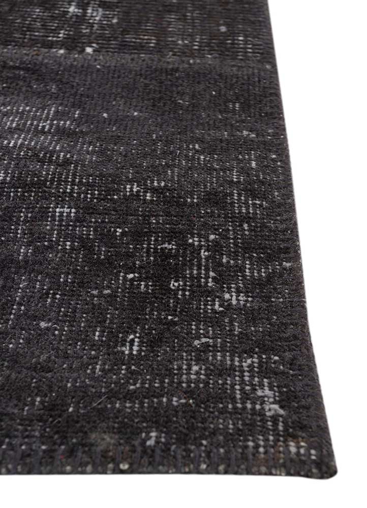 provenance grey and black wool Hand Knotted Rug - Corner