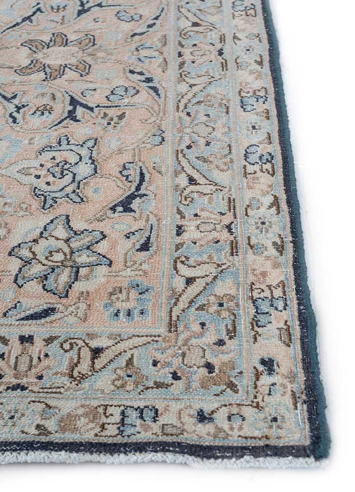 vintage grey and black wool Hand Knotted Rug - Corner