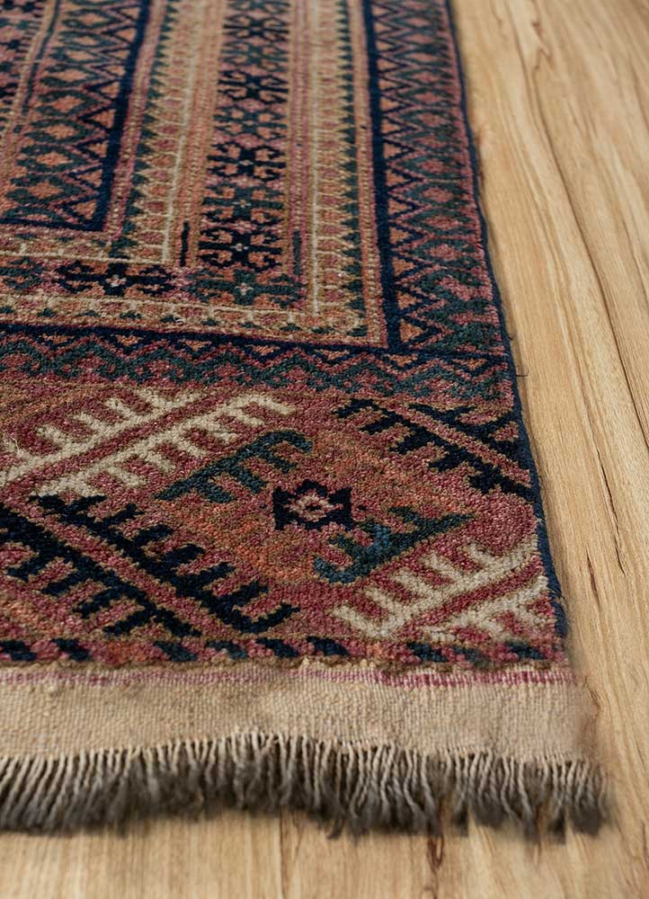 kiaan red and orange wool Hand Knotted Rug - Corner