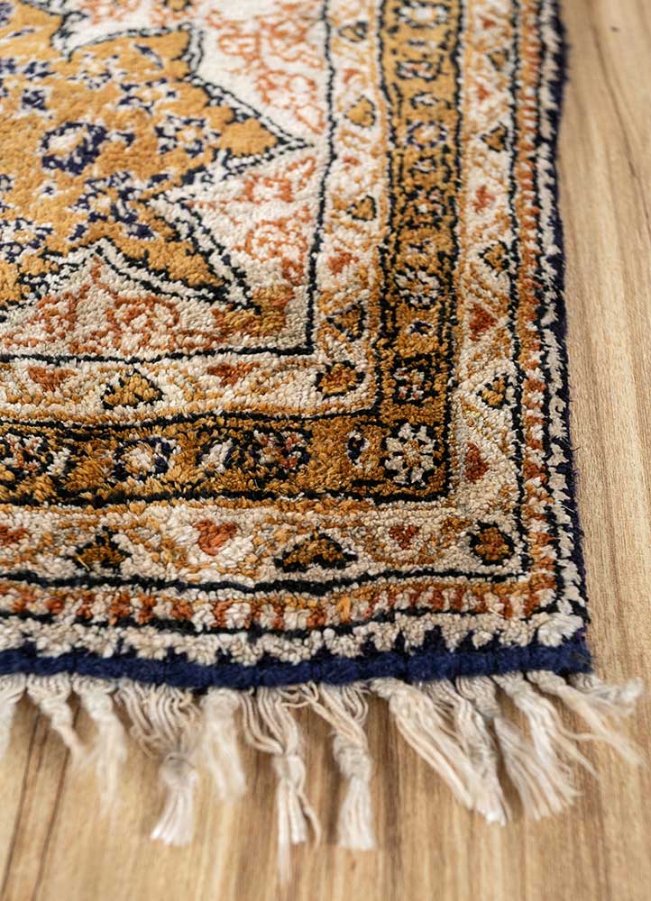 gulmarg beige and brown silk Hand Knotted Rug - Corner