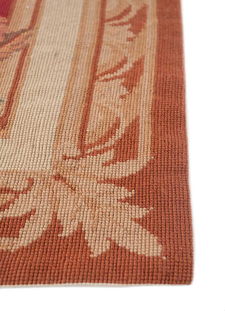 wall art red and orange wool Hand woven Rug - Corner wall art red and orange wool Hand woven Rug - Corner