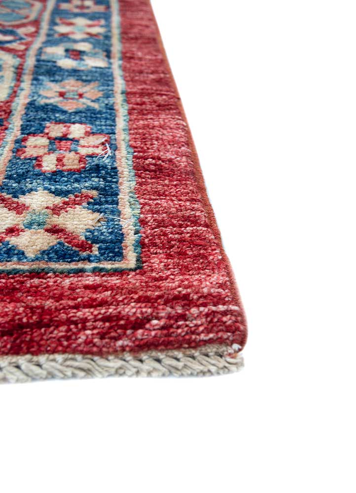 cyanna red and orange wool Hand Knotted Rug - Corner