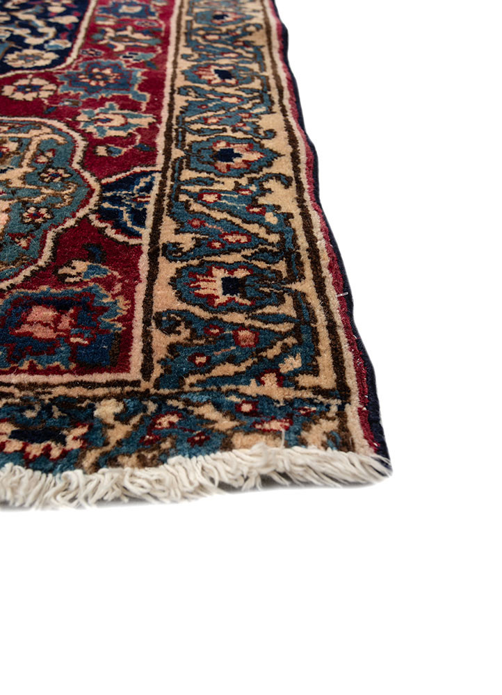 aalam red and orange wool Hand Knotted Rug - Corner aalam red and orange wool Hand Knotted Rug - Corner