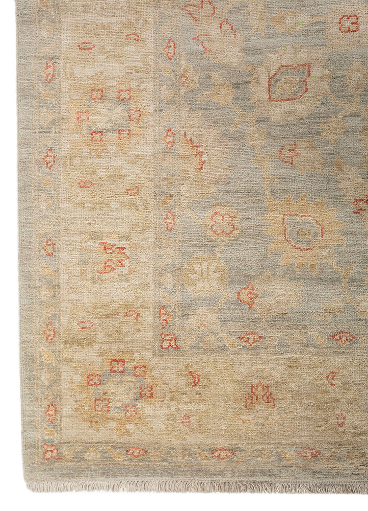 aalam blue wool Hand Knotted Rug - Corner