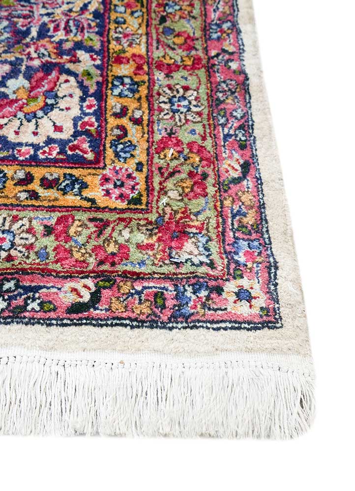 aalam blue wool Hand Knotted Rug - Corner