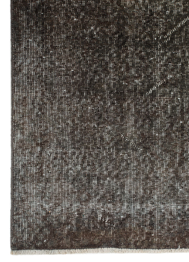 vintage beige and brown wool Hand Knotted Rug - Corner