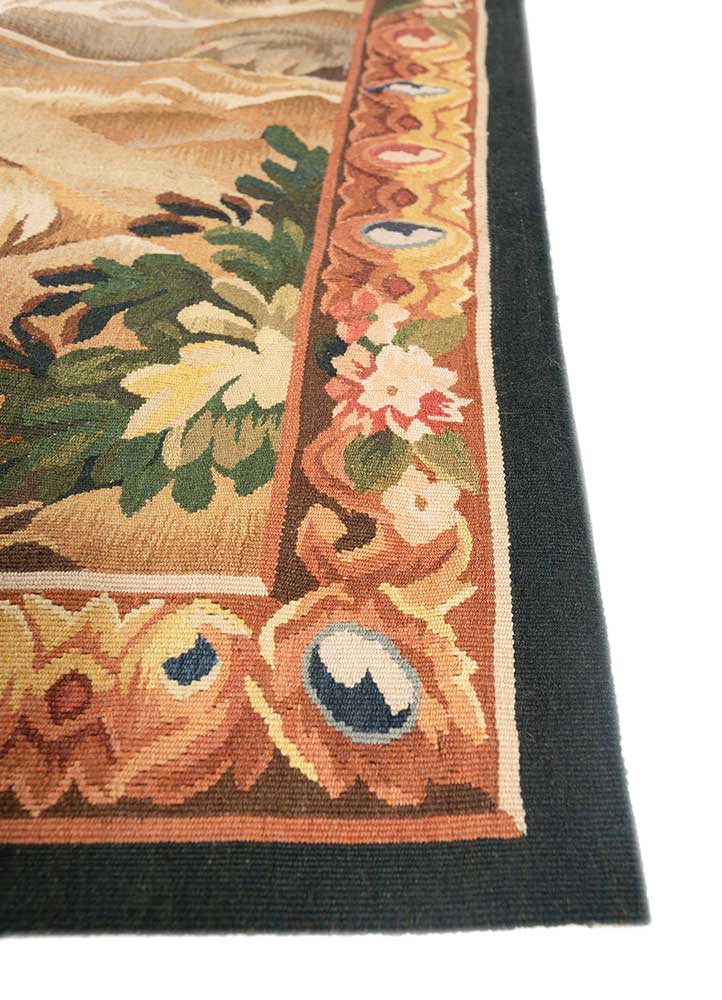 wall art beige and brown wool Hand woven Rug - Corner wall art beige and brown wool Hand woven Rug - Corner