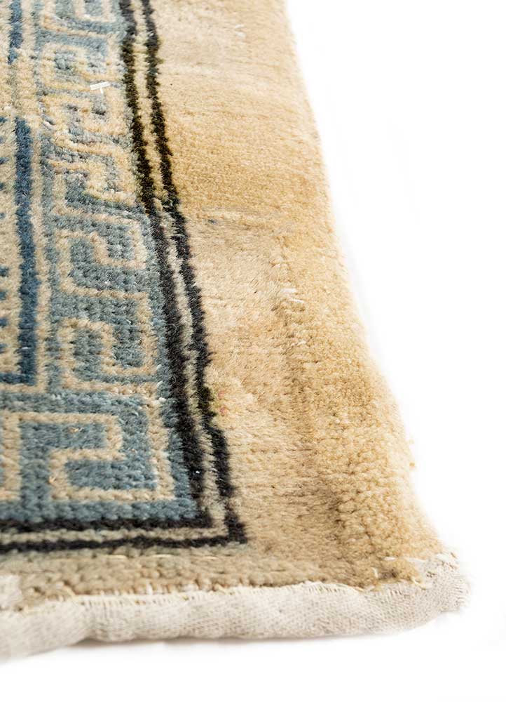aalam blue wool Hand Knotted Rug - Corner