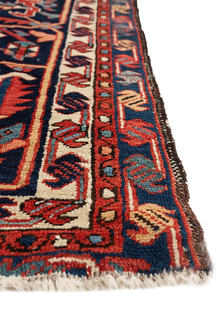 aalam red and orange wool Hand Knotted Rug - Corner