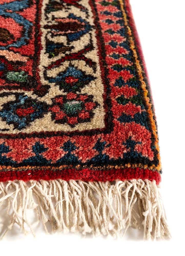 aalam red and orange wool Hand Knotted Rug - Corner aalam red and orange wool Hand Knotted Rug - Corner