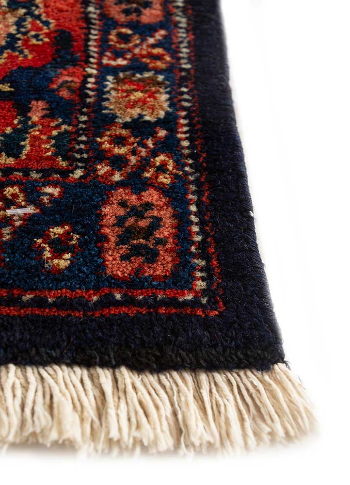 aalam blue wool Hand Knotted Rug - Corner