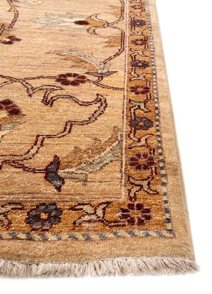 aalam red and orange wool Hand Knotted Rug - Corner
