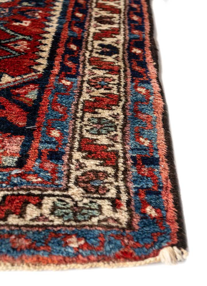 aalam red and orange wool Hand Knotted Rug - Corner