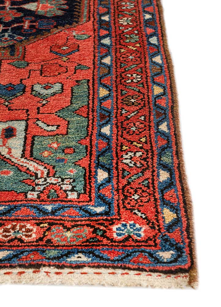 aalam blue wool Hand Knotted Rug - Corner