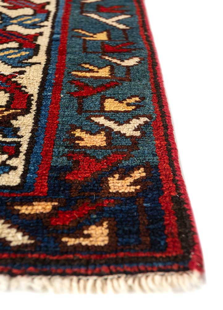 aalam blue wool Hand Knotted Rug - Corner