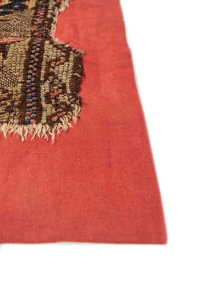 bespoke sile red and orange wool Wall Art Rug - Corner