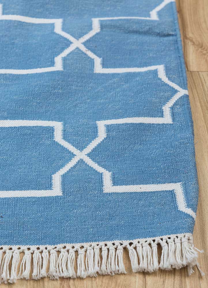 indusbar blue cotton Flat Weaves Rug - Corner