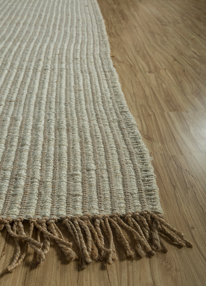 abrash beige and brown jute and hemp Flat Weaves Rug - Corner