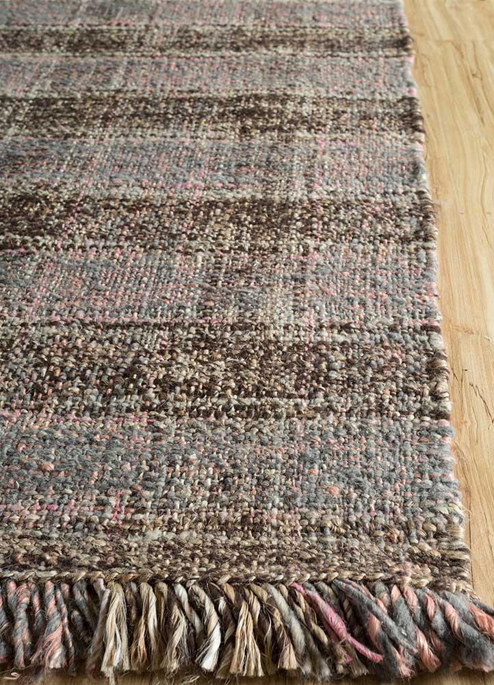 nomadic threads beige and brown wool Flat Weaves Rug - Corner