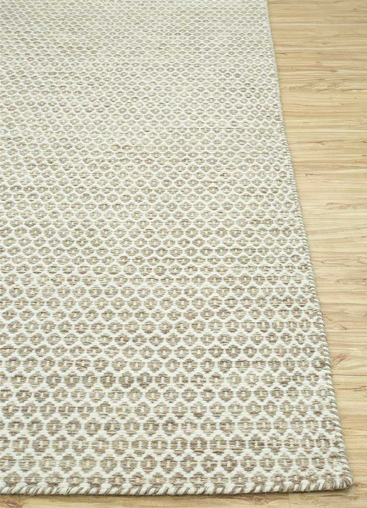 abrash beige and brown wool Flat Weaves Rug - Corner abrash beige and brown wool Flat Weaves Rug - Corner